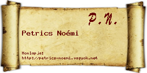 Petrics Noémi névjegykártya